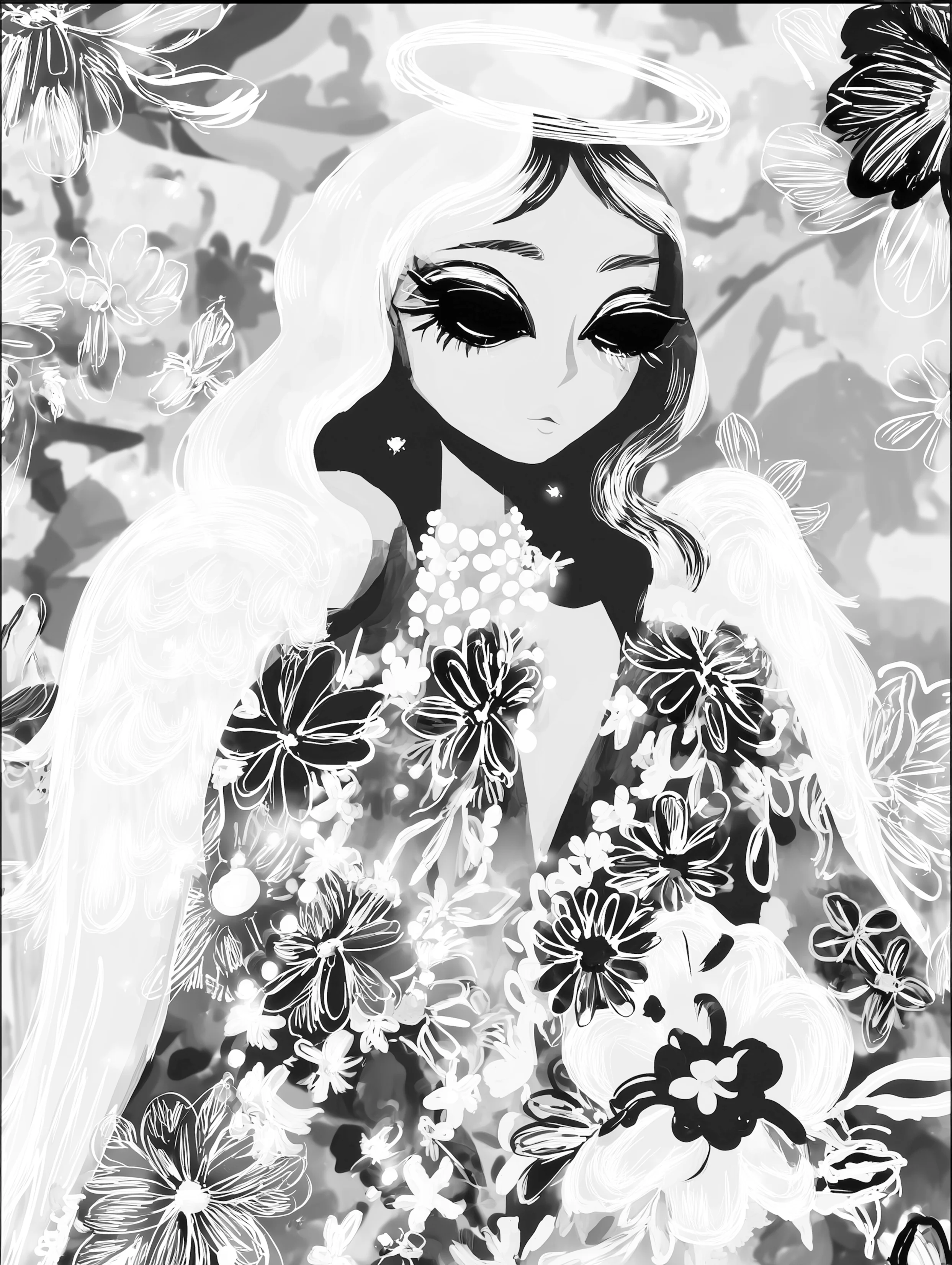 Free printable angel coloring page for adults featuring bowing angel